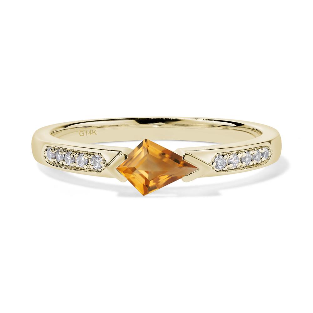 Kite Cut Citrine Horizontal Ring - LUO Jewelry #metal_14k yellow gold