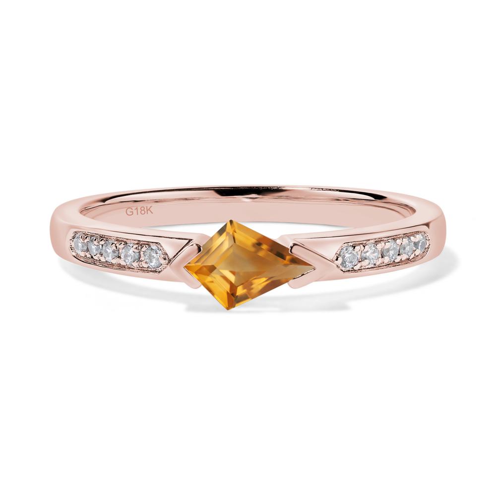 Kite Cut Citrine Horizontal Ring - LUO Jewelry #metal_18k rose gold