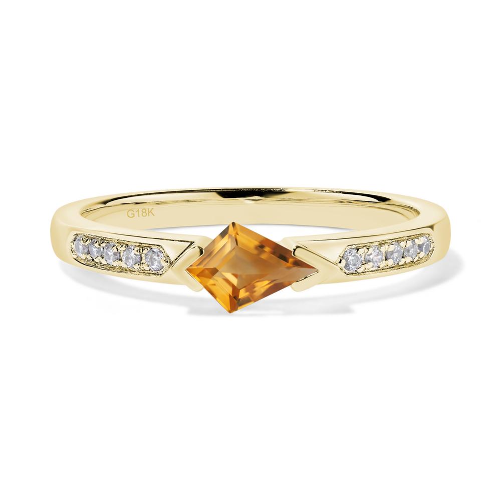 Kite Cut Citrine Horizontal Ring - LUO Jewelry #metal_18k yellow gold