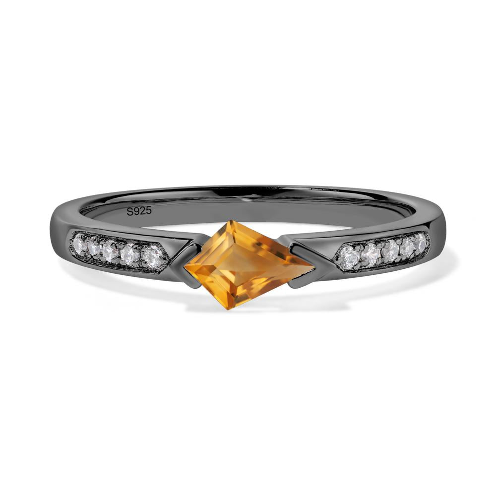 Kite Cut Citrine Horizontal Ring - LUO Jewelry #metal_black finish sterling silver