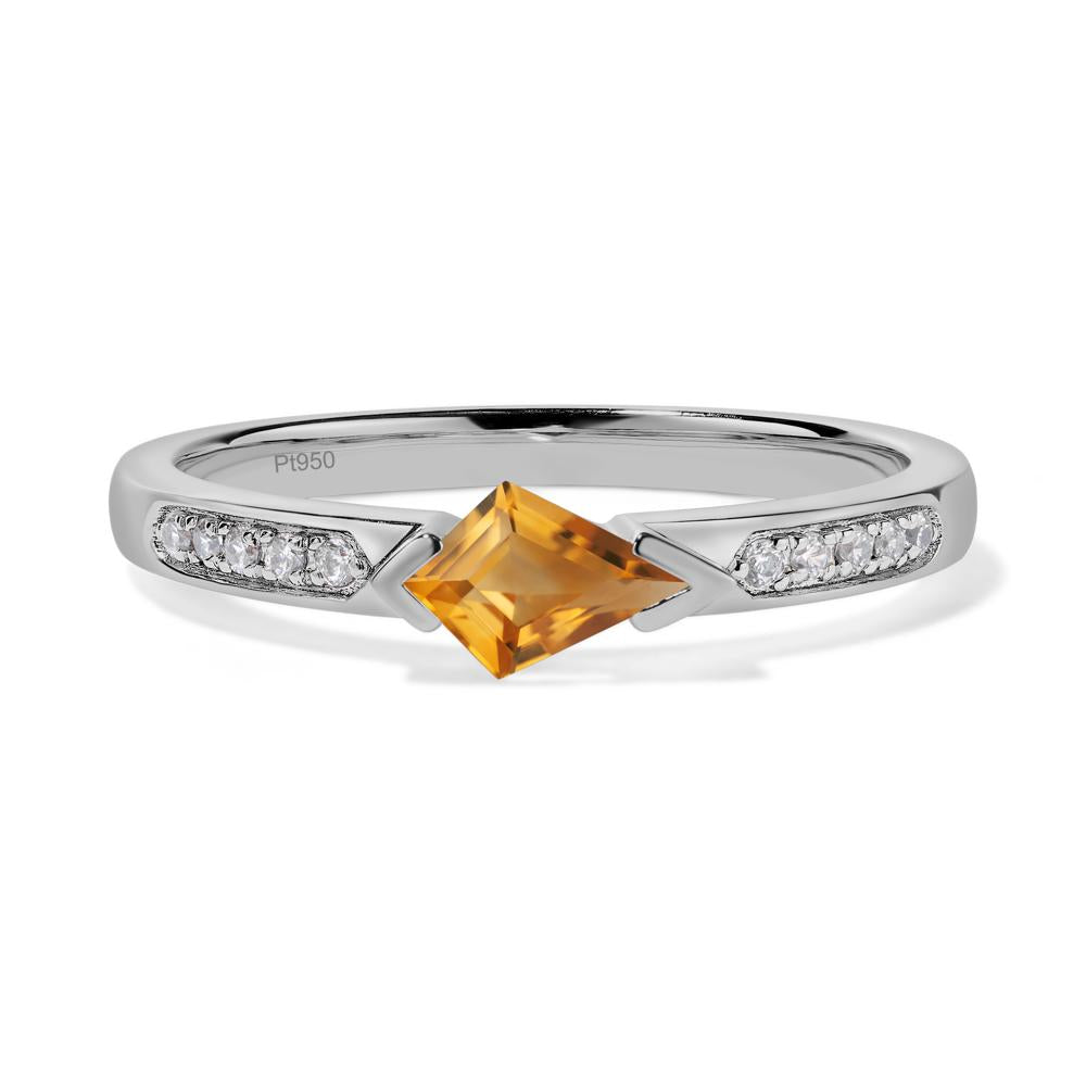 Kite Cut Citrine Horizontal Ring - LUO Jewelry #metal_platinum