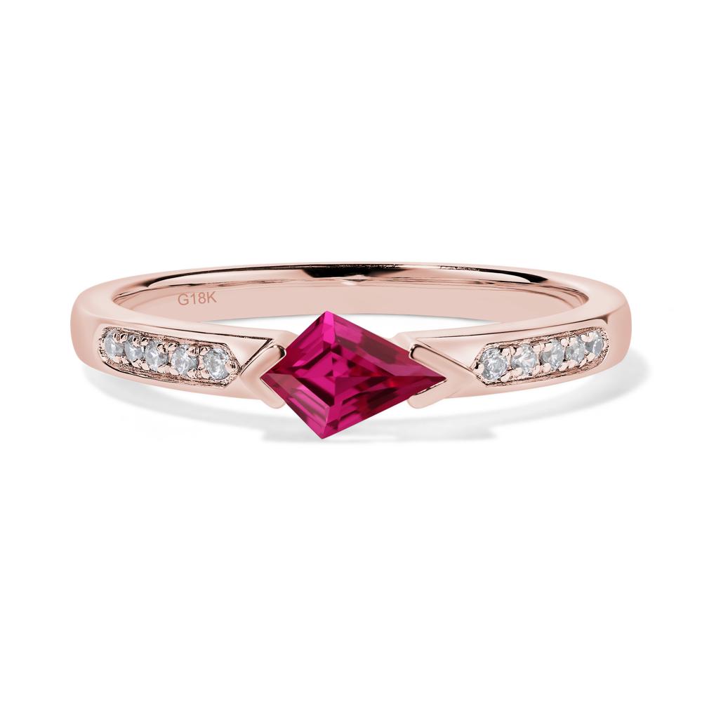 Kite Cut Lab Ruby Horizontal Ring - LUO Jewelry #metal_18k rose gold