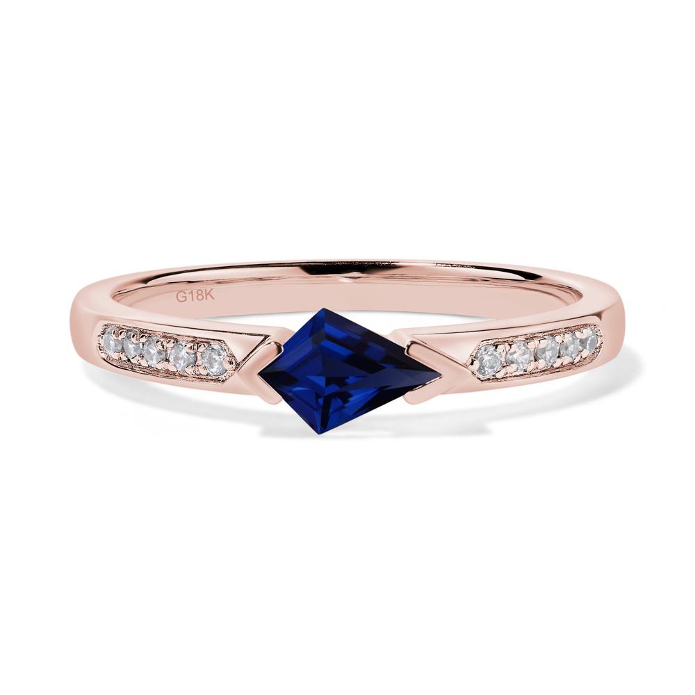 Kite Cut Lab Sapphire Horizontal Ring - LUO Jewelry #metal_18k rose gold