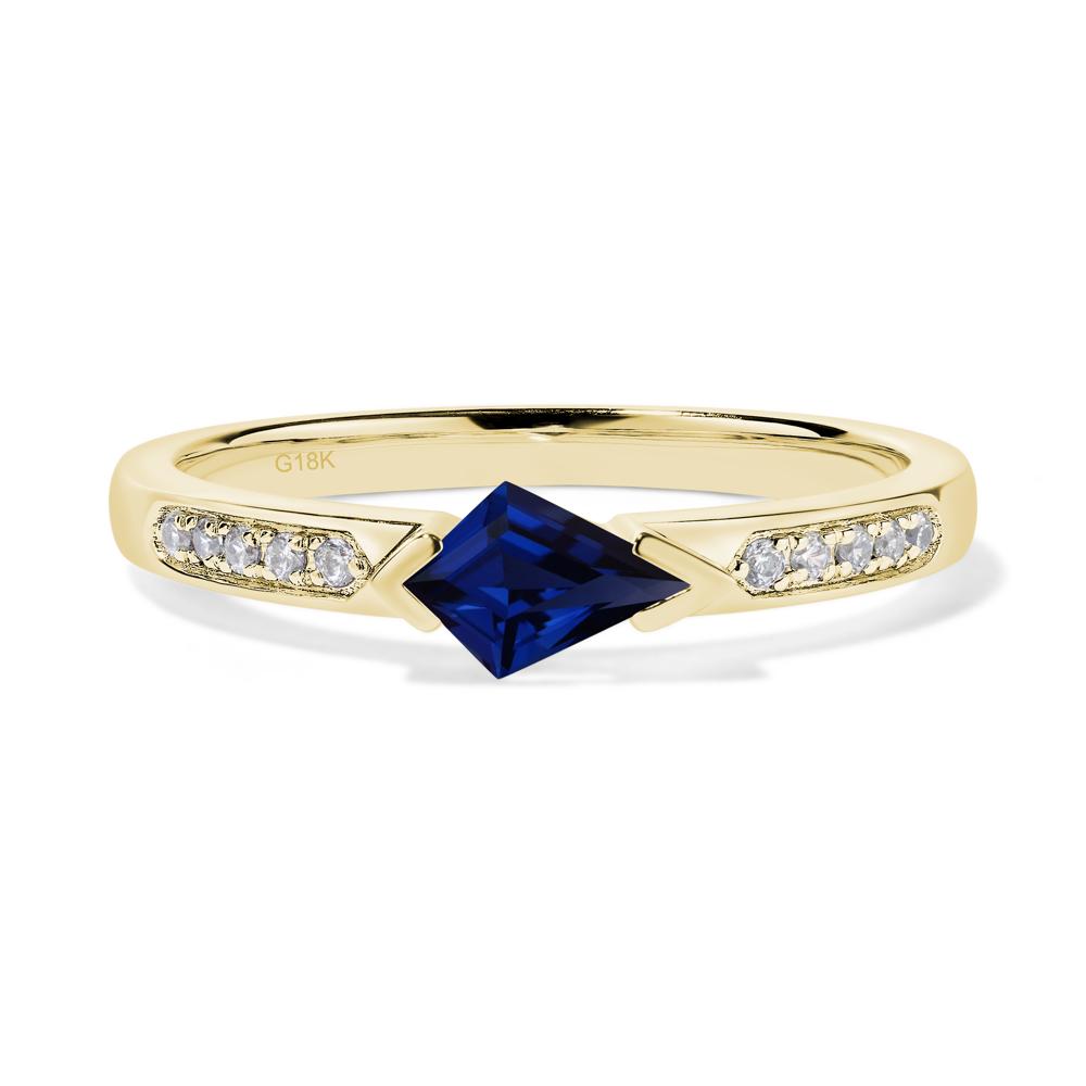 Kite Cut Lab Sapphire Horizontal Ring - LUO Jewelry #metal_18k yellow gold