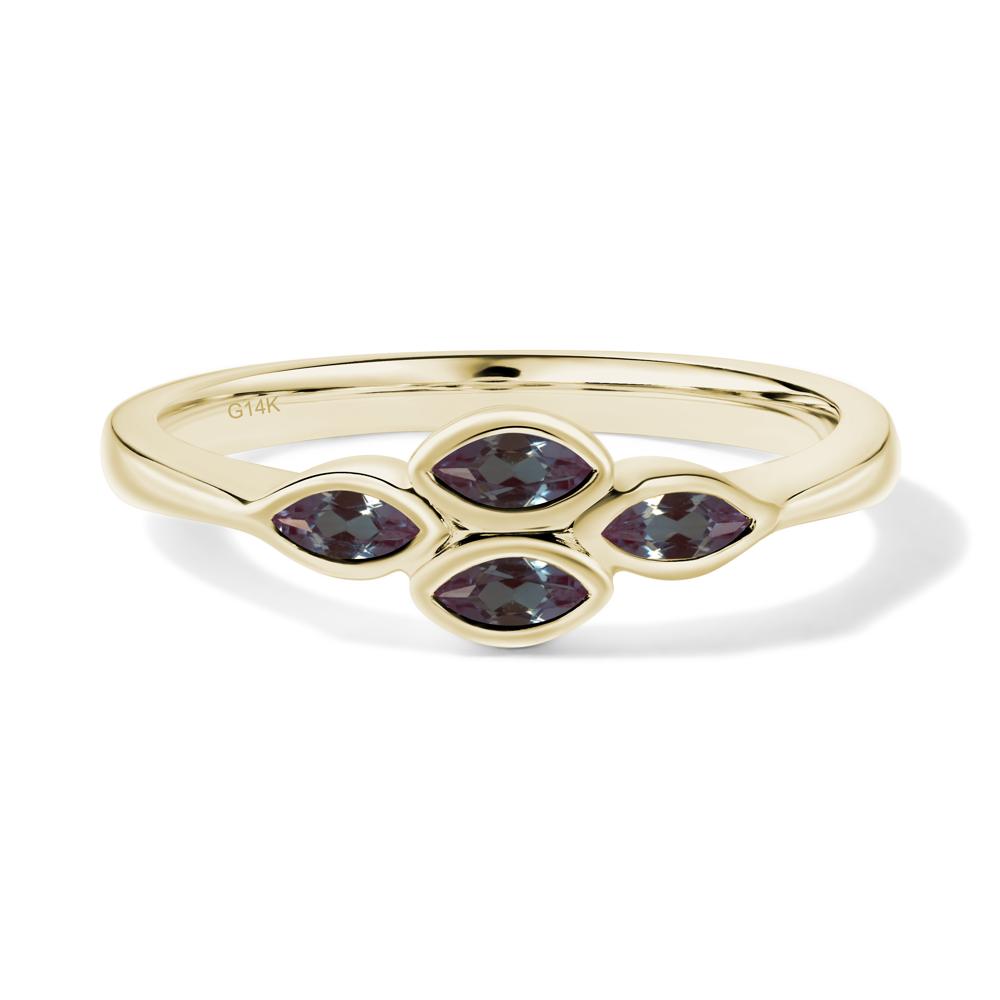 Marquise Cut Alexandrite Bezel Cluster Ring - LUO Jewelry #metal_14k yellow gold