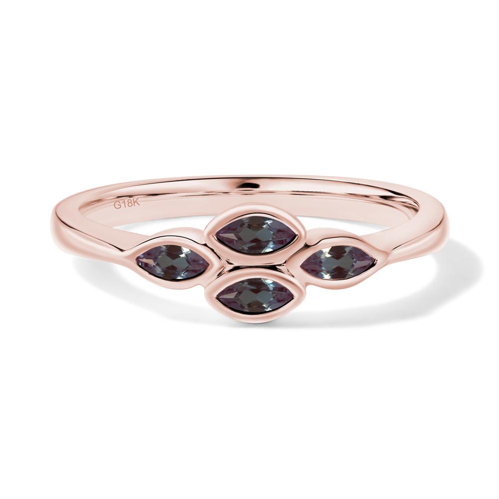 Marquise Cut Alexandrite Bezel Cluster Ring - LUO Jewelry #metal_18k rose gold