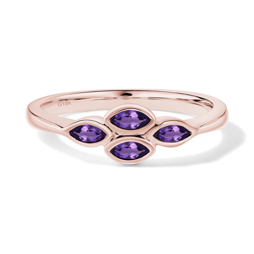 Marquise Cut Amethyst Bezel Cluster Ring - LUO Jewelry #metal_18k rose gold