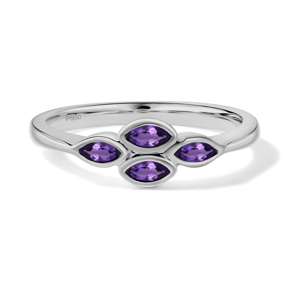 Marquise Cut Amethyst Bezel Cluster Ring - LUO Jewelry #metal_platinum