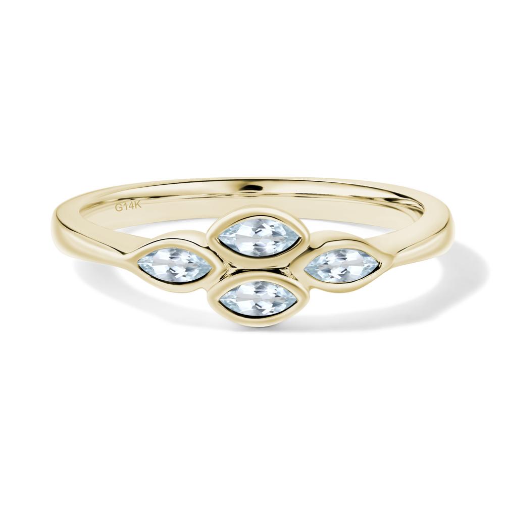 Marquise Cut Aquamarine Bezel Cluster Ring - LUO Jewelry #metal_14k yellow gold
