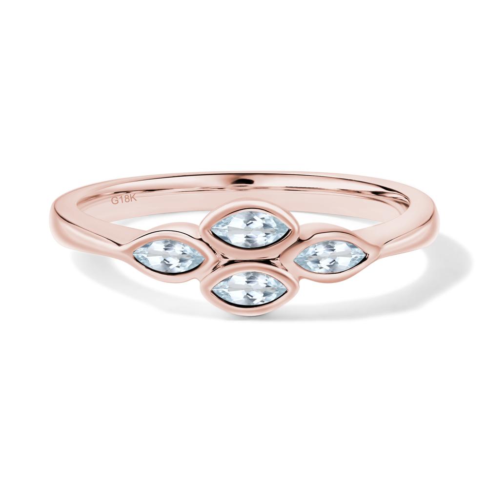 Marquise Cut Aquamarine Bezel Cluster Ring - LUO Jewelry #metal_18k rose gold