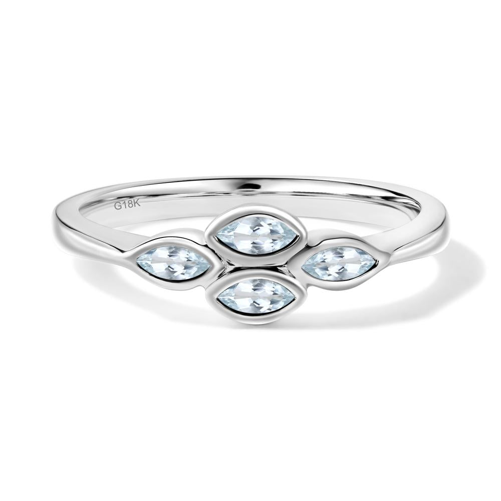 Marquise Cut Aquamarine Bezel Cluster Ring - LUO Jewelry #metal_18k white gold
