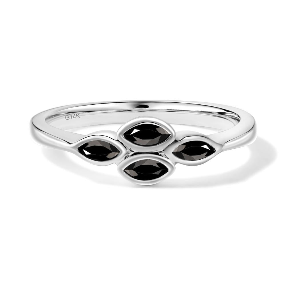 Marquise Cut Black Spinel Bezel Cluster Ring - LUO Jewelry #metal_14k white gold