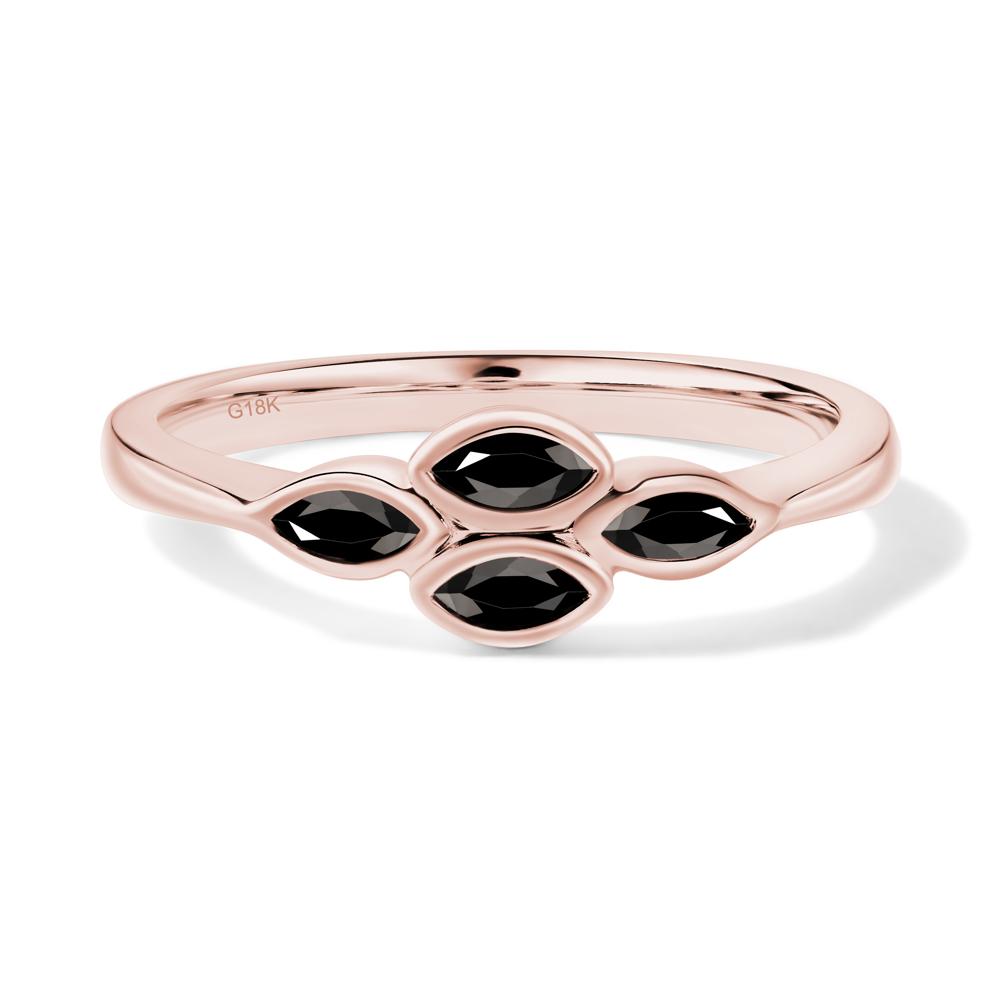 Marquise Cut Black Spinel Bezel Cluster Ring - LUO Jewelry #metal_18k rose gold