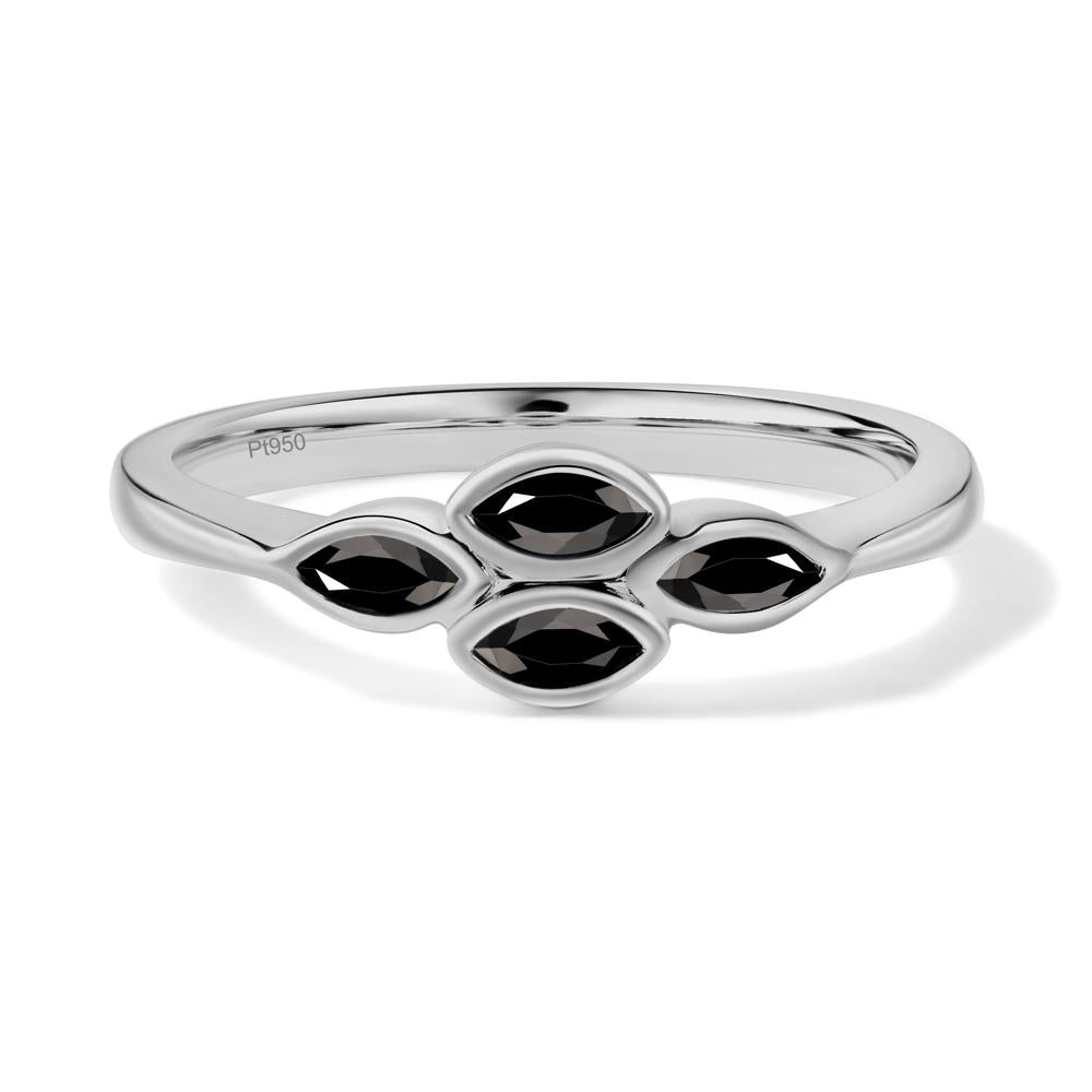 Marquise Cut Black Spinel Bezel Cluster Ring - LUO Jewelry #metal_platinum