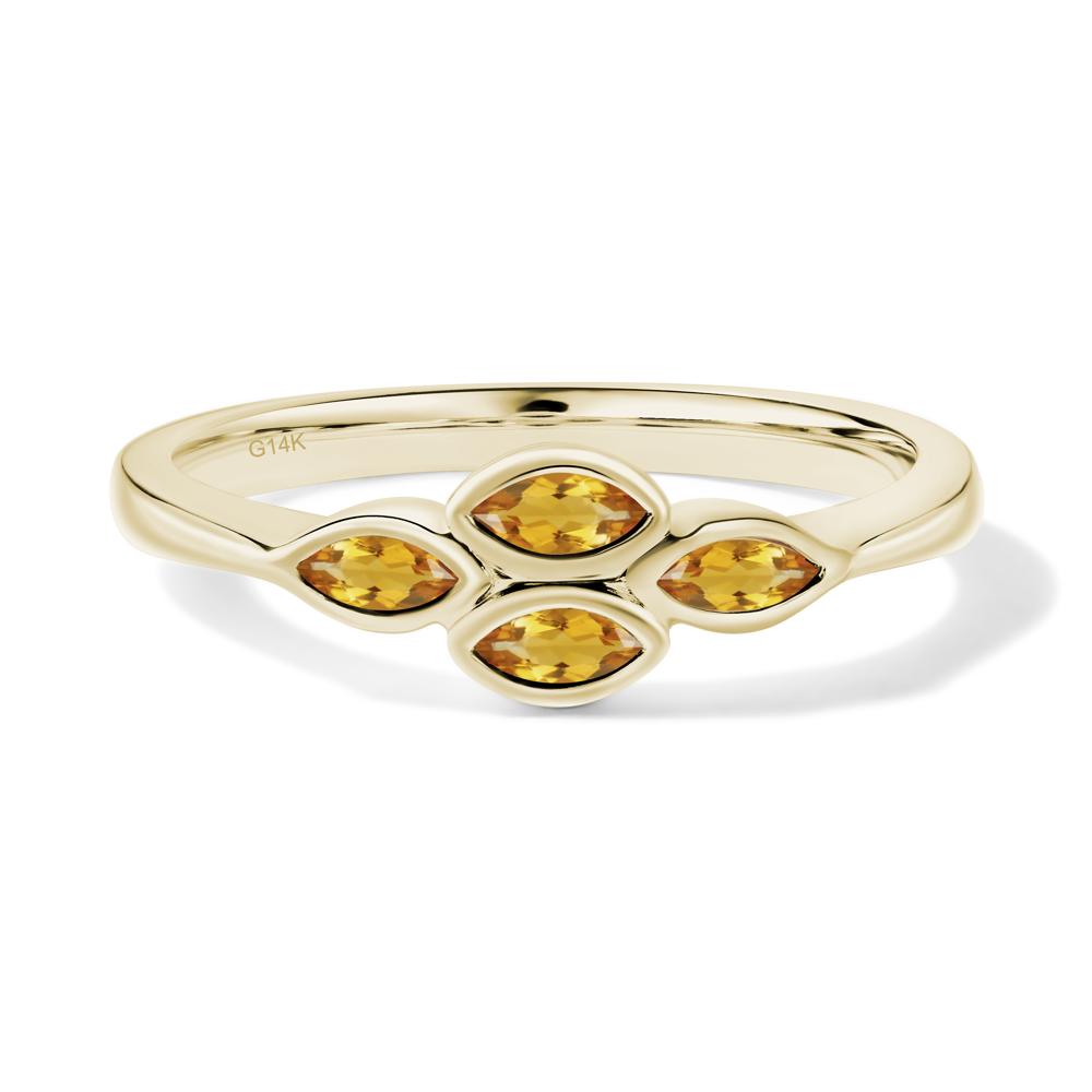 Marquise Cut Citrine Bezel Cluster Ring - LUO Jewelry #metal_14k yellow gold