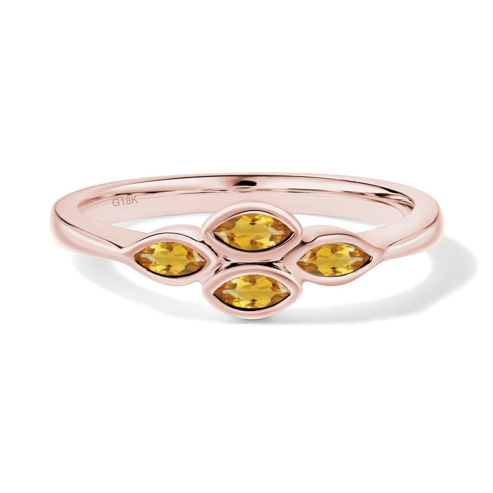Marquise Cut Citrine Bezel Cluster Ring - LUO Jewelry #metal_18k rose gold