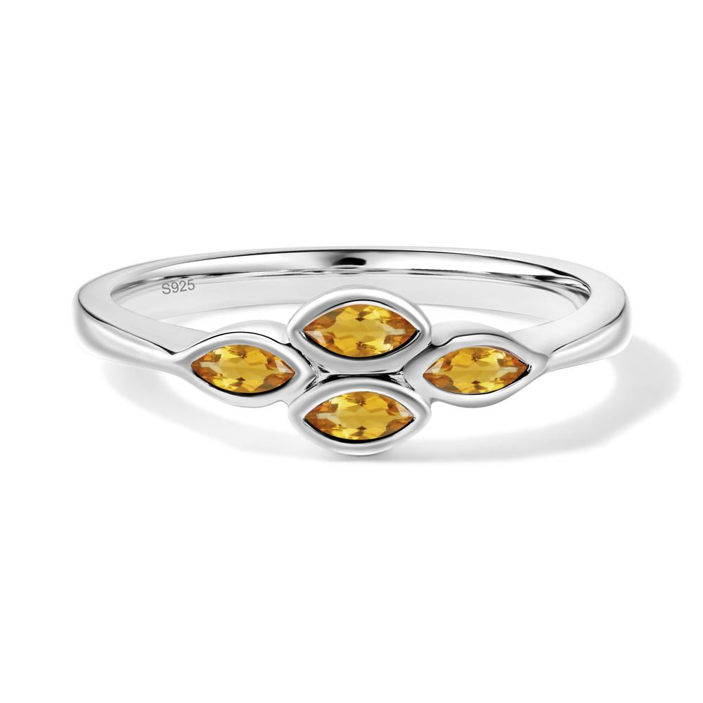 Marquise Cut Citrine Bezel Cluster Ring - LUO Jewelry #metal_sterling silver