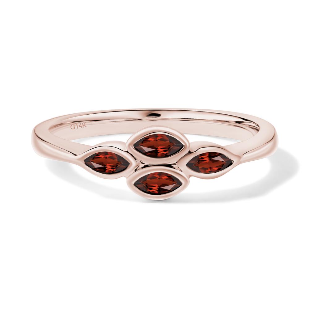 Marquise Cut Garnet Bezel Cluster Ring - LUO Jewelry #metal_14k rose gold