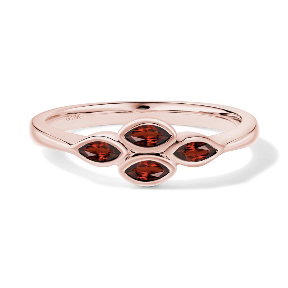 Marquise Cut Garnet Bezel Cluster Ring - LUO Jewelry #metal_18k rose gold