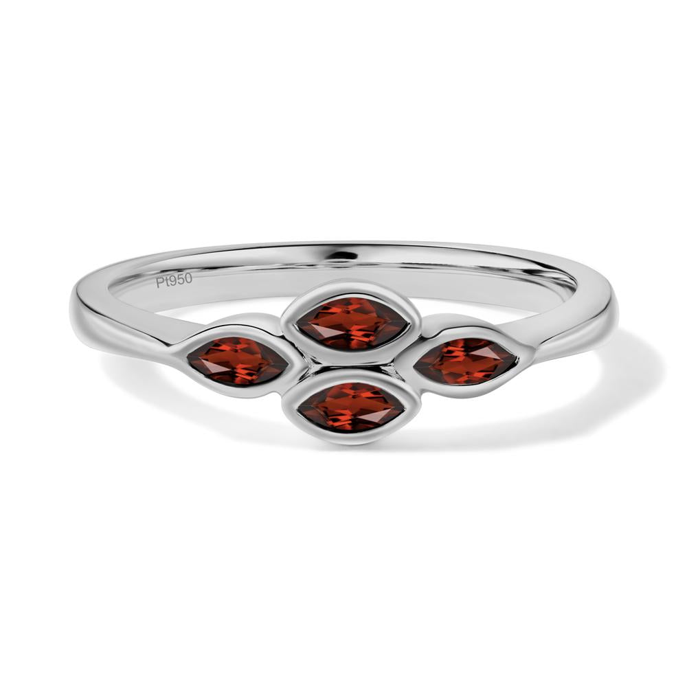Marquise Cut Garnet Bezel Cluster Ring - LUO Jewelry #metal_platinum