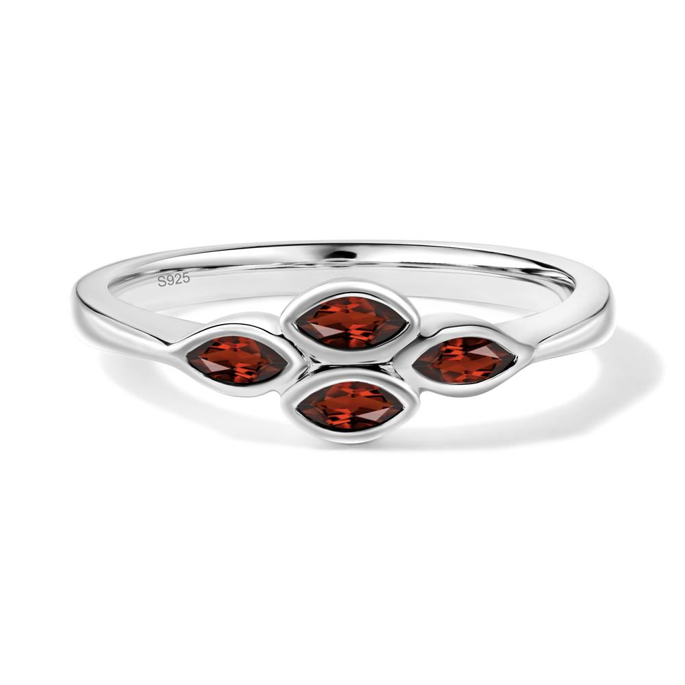 Marquise Cut Garnet Bezel Cluster Ring - LUO Jewelry #metal_sterling silver