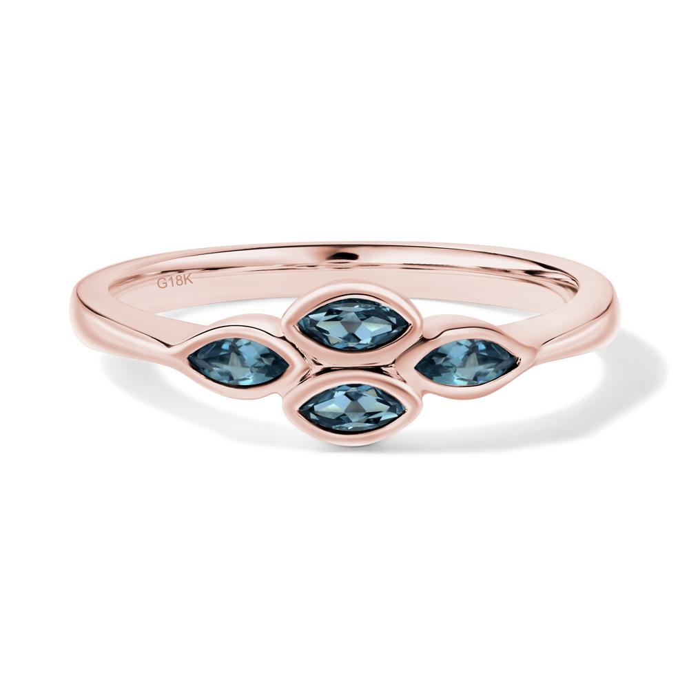 Marquise Cut London Blue Topaz Bezel Cluster Ring - LUO Jewelry #metal_18k rose gold