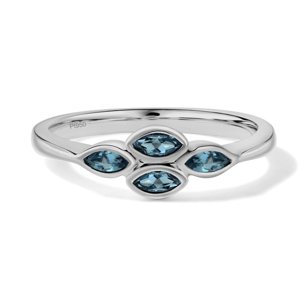 Marquise Cut London Blue Topaz Bezel Cluster Ring - LUO Jewelry #metal_platinum