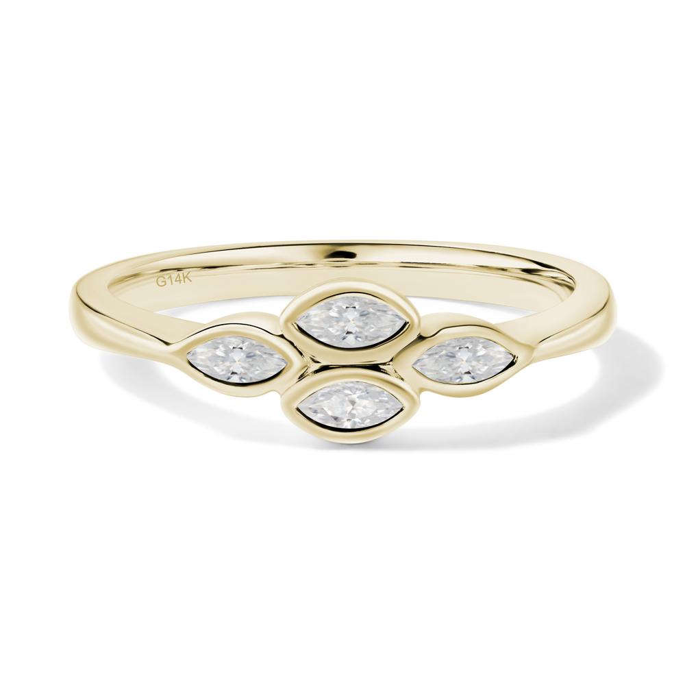 Marquise Cut Moissanite Bezel Cluster Ring - LUO Jewelry #metal_14k yellow gold