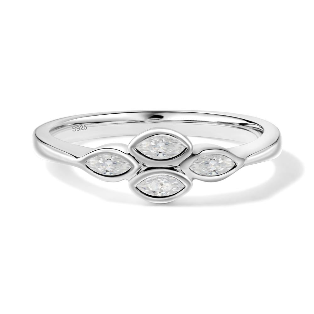 Marquise Cut Moissanite Bezel Cluster Ring - LUO Jewelry #metal_sterling silver