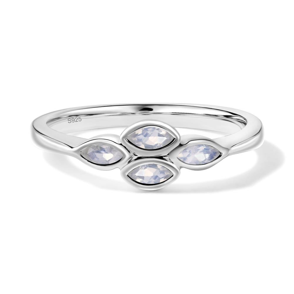 Marquise Cut Moonstone Bezel Cluster Ring - LUO Jewelry #metal_sterling silver