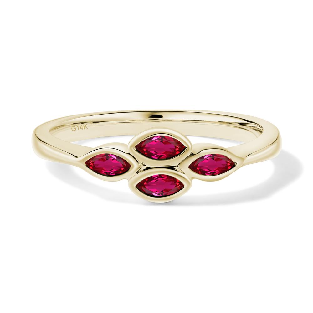 Marquise Cut Ruby Bezel Cluster Ring - LUO Jewelry #metal_14k yellow gold