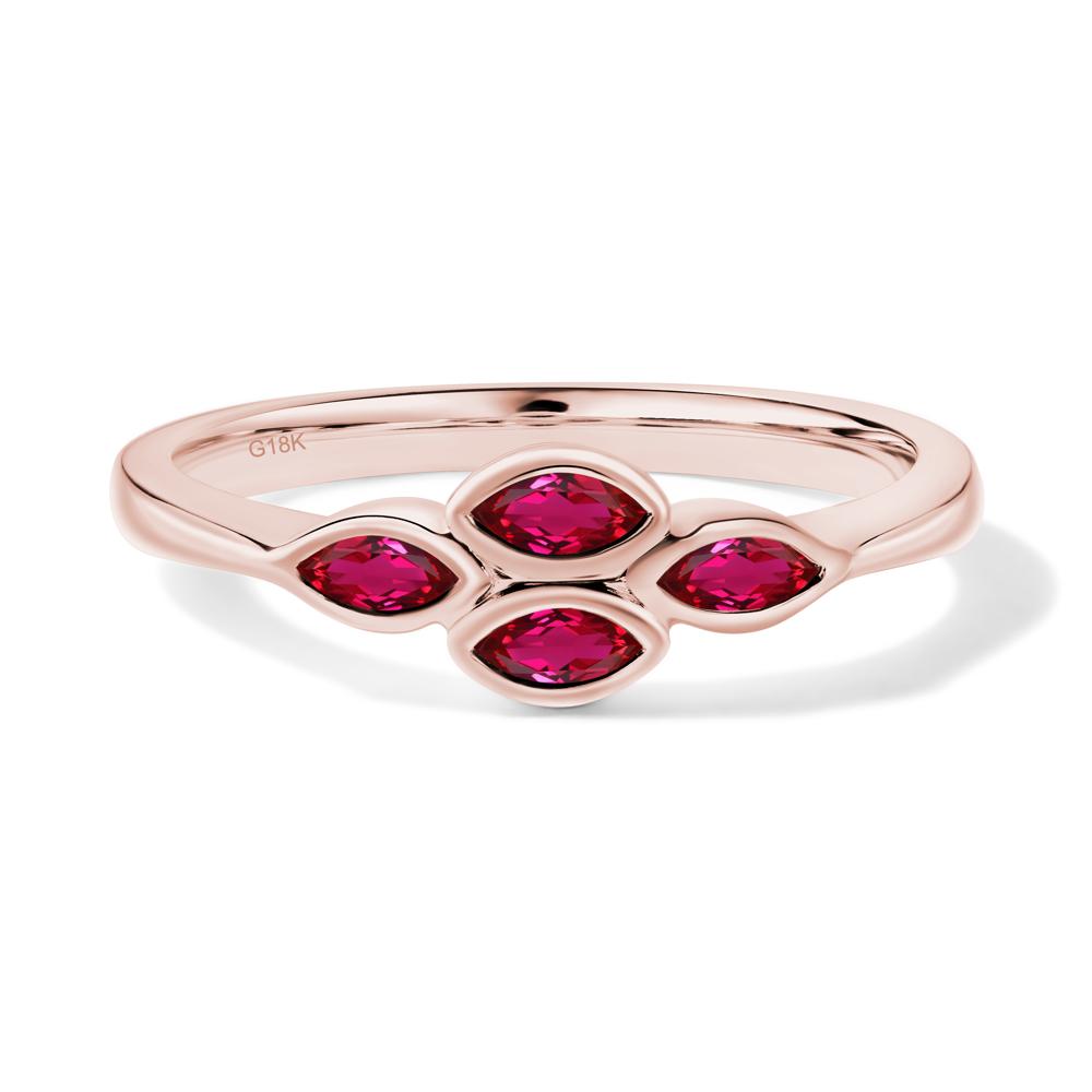 Marquise Cut Ruby Bezel Cluster Ring - LUO Jewelry #metal_18k rose gold