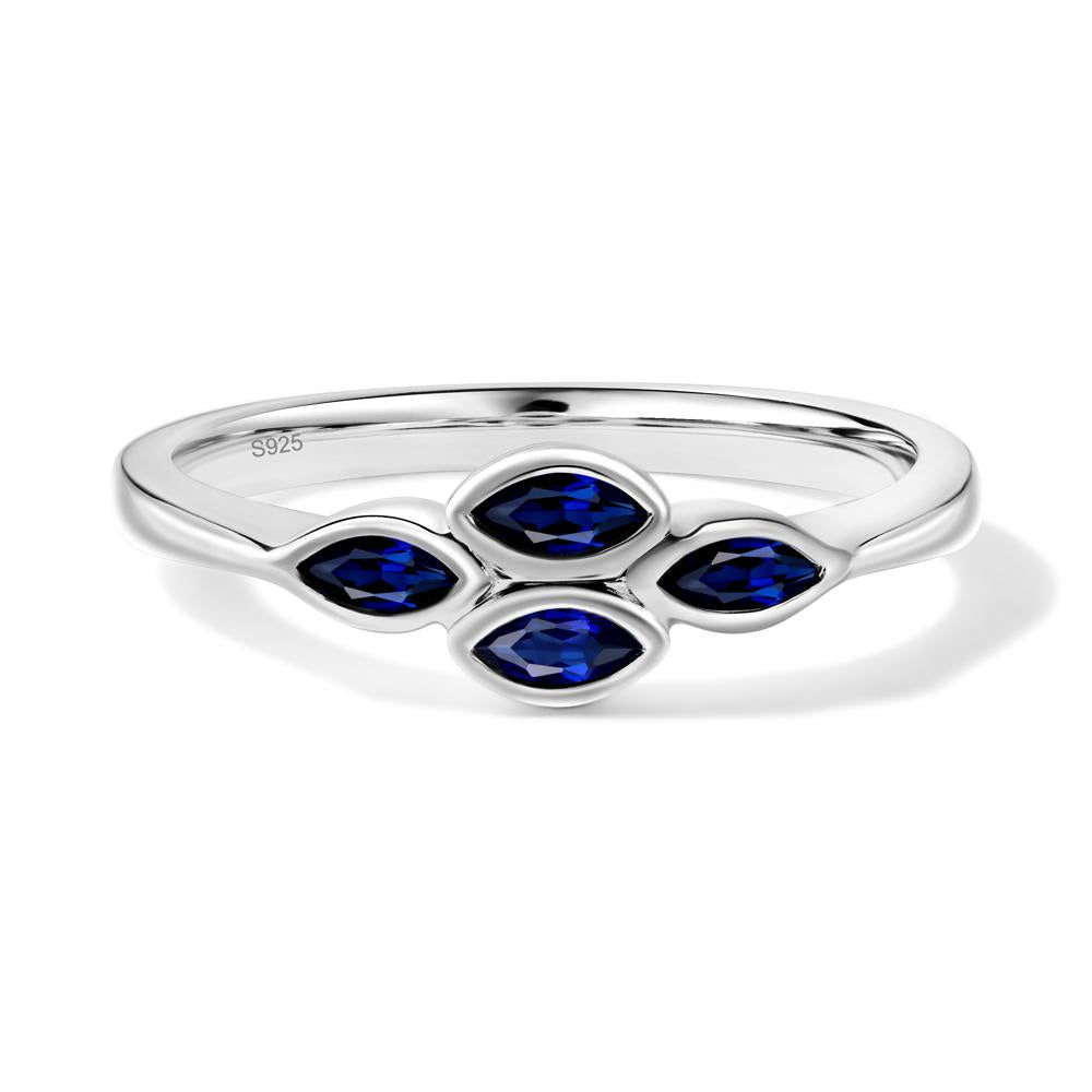 Marquise Cut Sapphire Bezel Cluster Ring - LUO Jewelry #metal_sterling silver