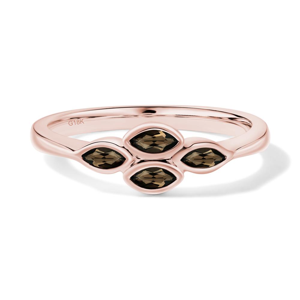 Marquise Cut Smoky Quartz Bezel Cluster Ring - LUO Jewelry #metal_18k rose gold