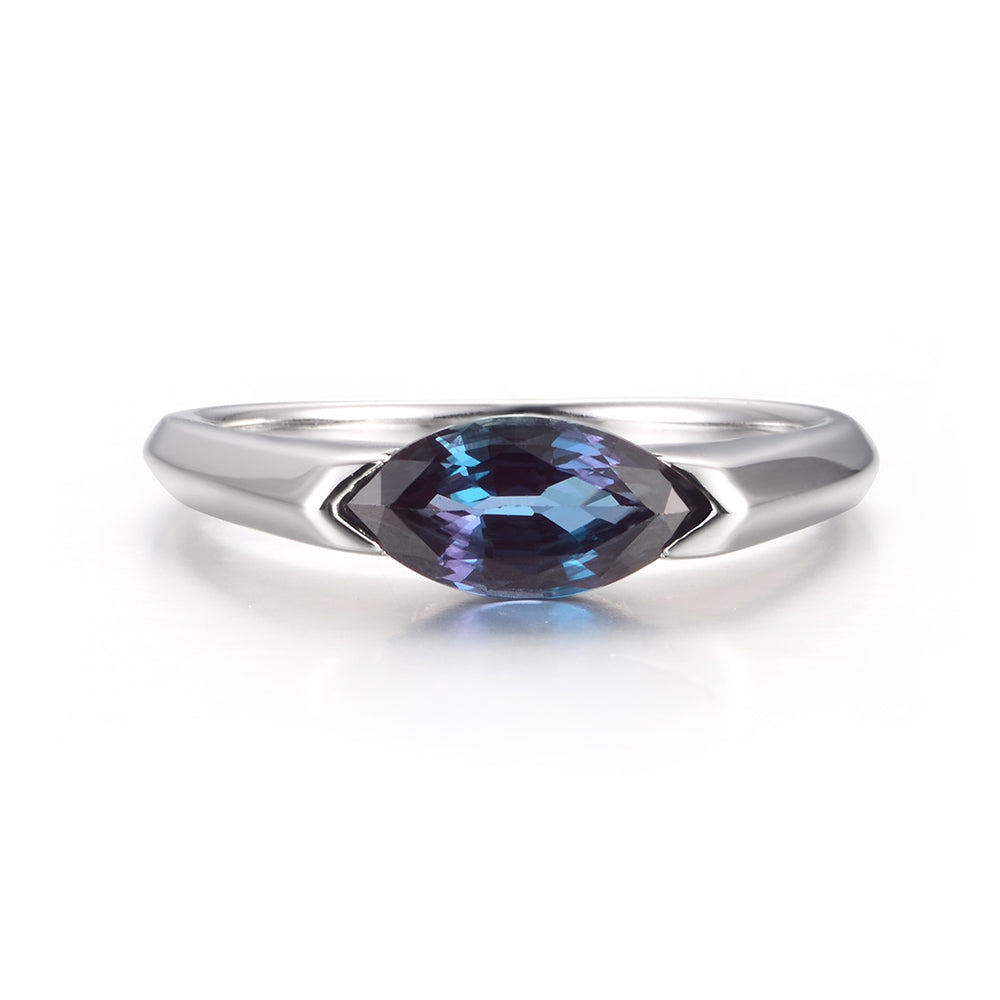 East West Marquise Ring Alexandrite White Gold