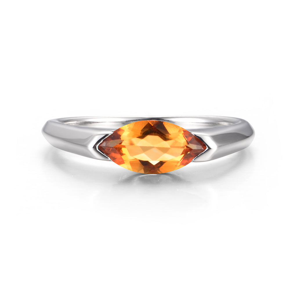 Citrine East West Marquise Engagement Ring