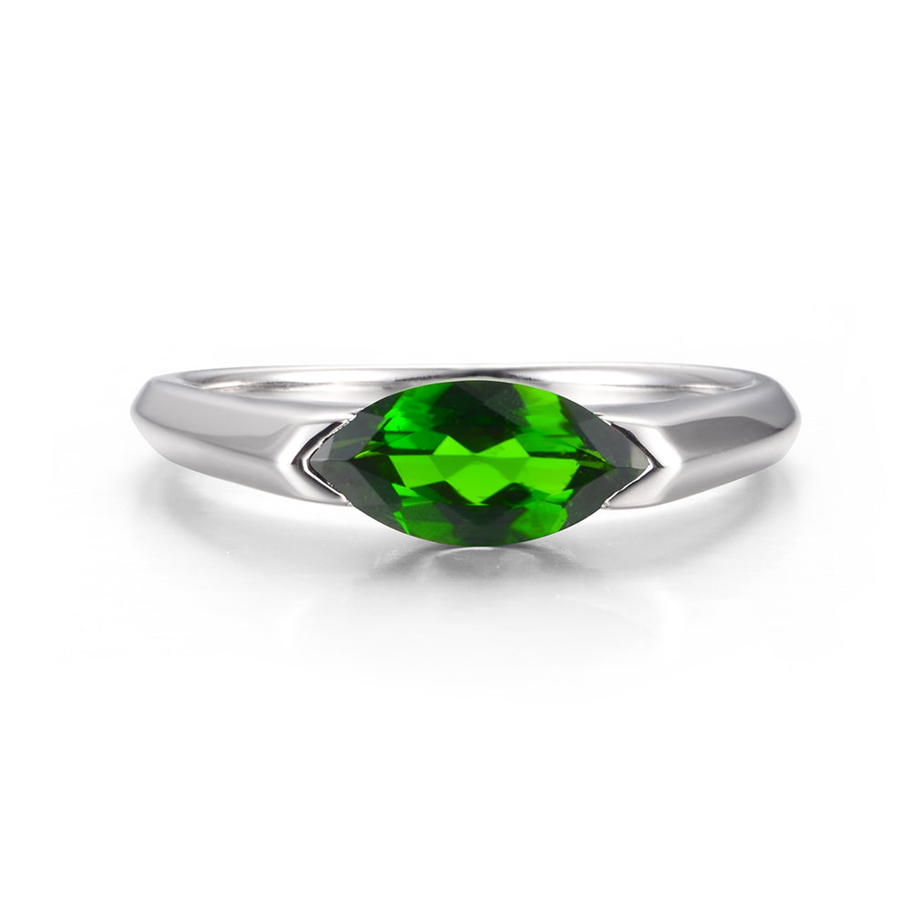 East West Marquise Ring Diopside White Gold