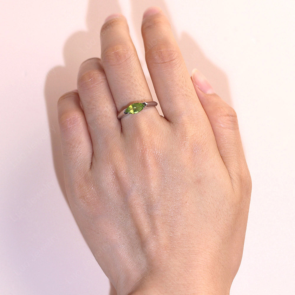 East West Marquise Cut Peridot Ring