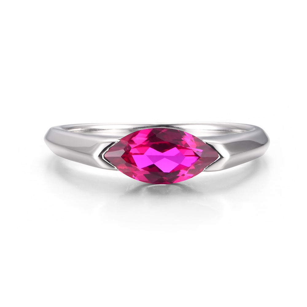 East West Marquise Cut Ruby Ring