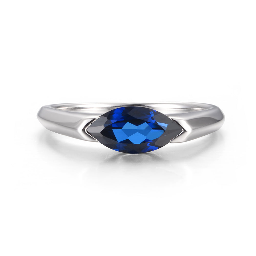 East West Marquise Cut Sapphire Ring