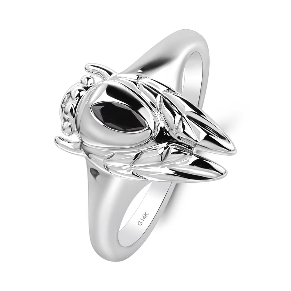Black Spinel Cicada Ring - LUO Jewelry #metal_14k white gold
