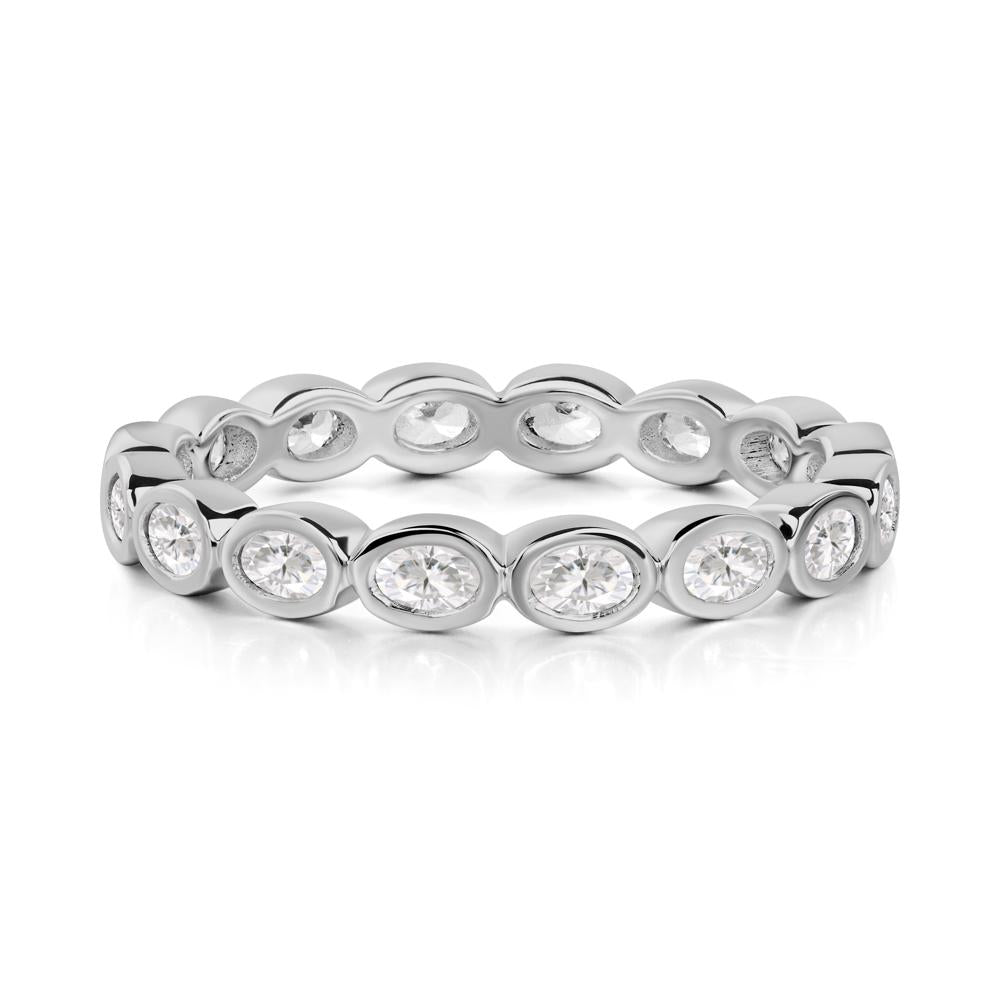 Cubic Zirconia Bezel Set Eternity Ring - LUO Jewelry #metal_platinum