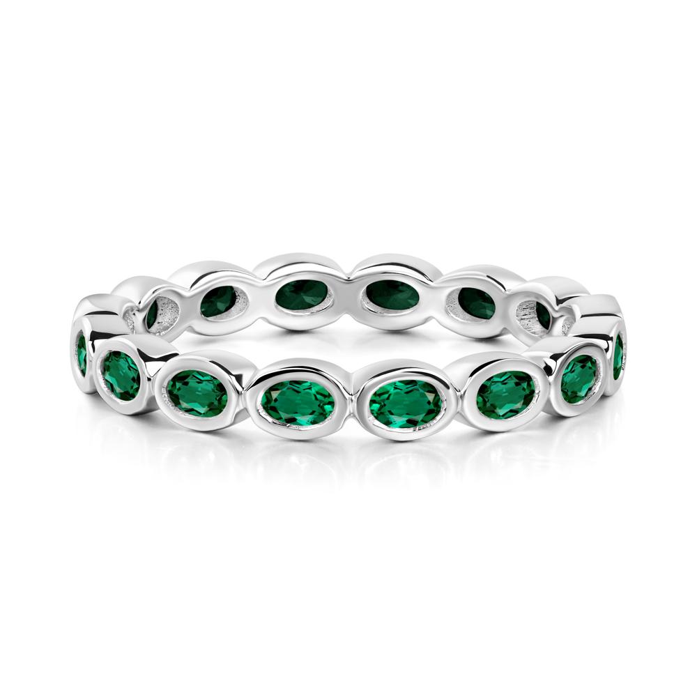 Emerald Bezel Set Eternity Ring - LUO Jewelry #metal_sterling silver