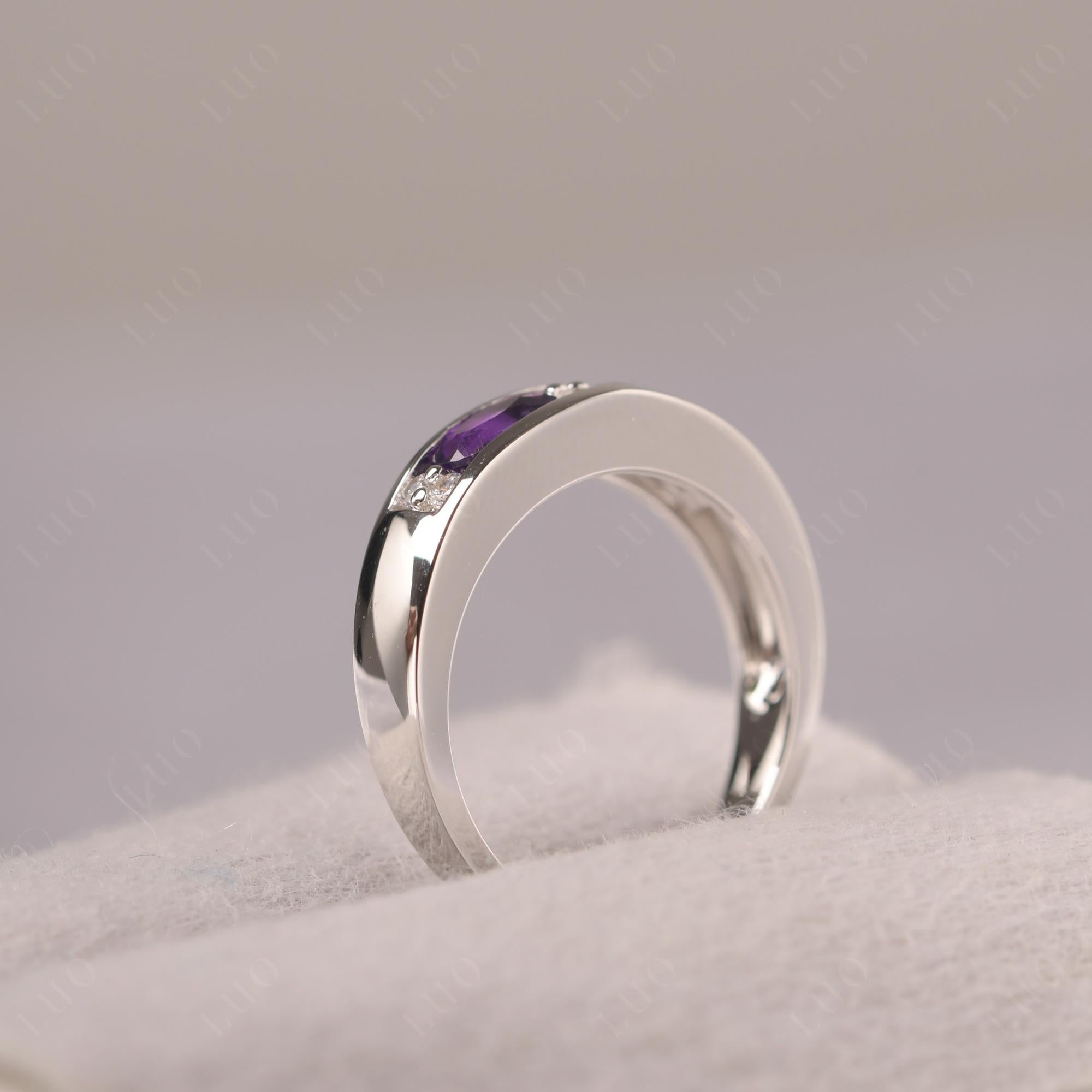 Oval Cut Amethyst and Diopside Toi Et Moi Wide Band Ring - LUO Jewelry