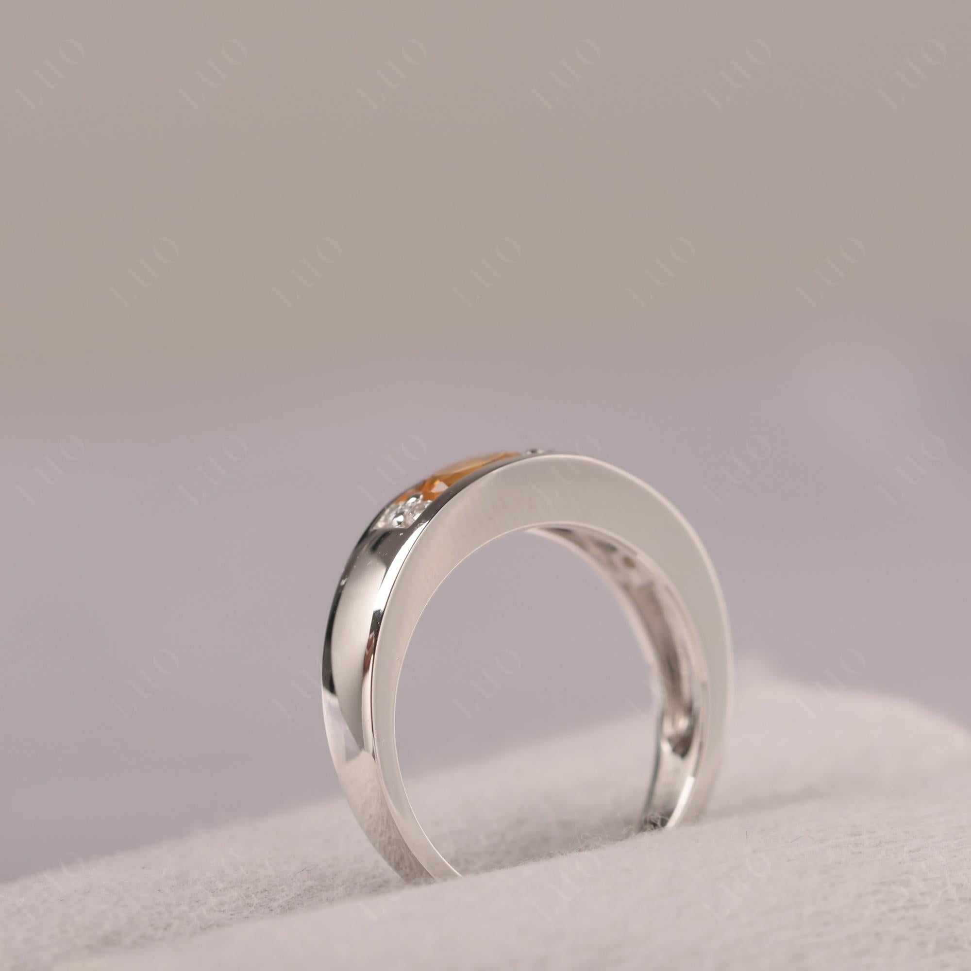 Oval Cut Citrine and Sapphire Toi Et Moi Wide Band Ring - LUO Jewelry