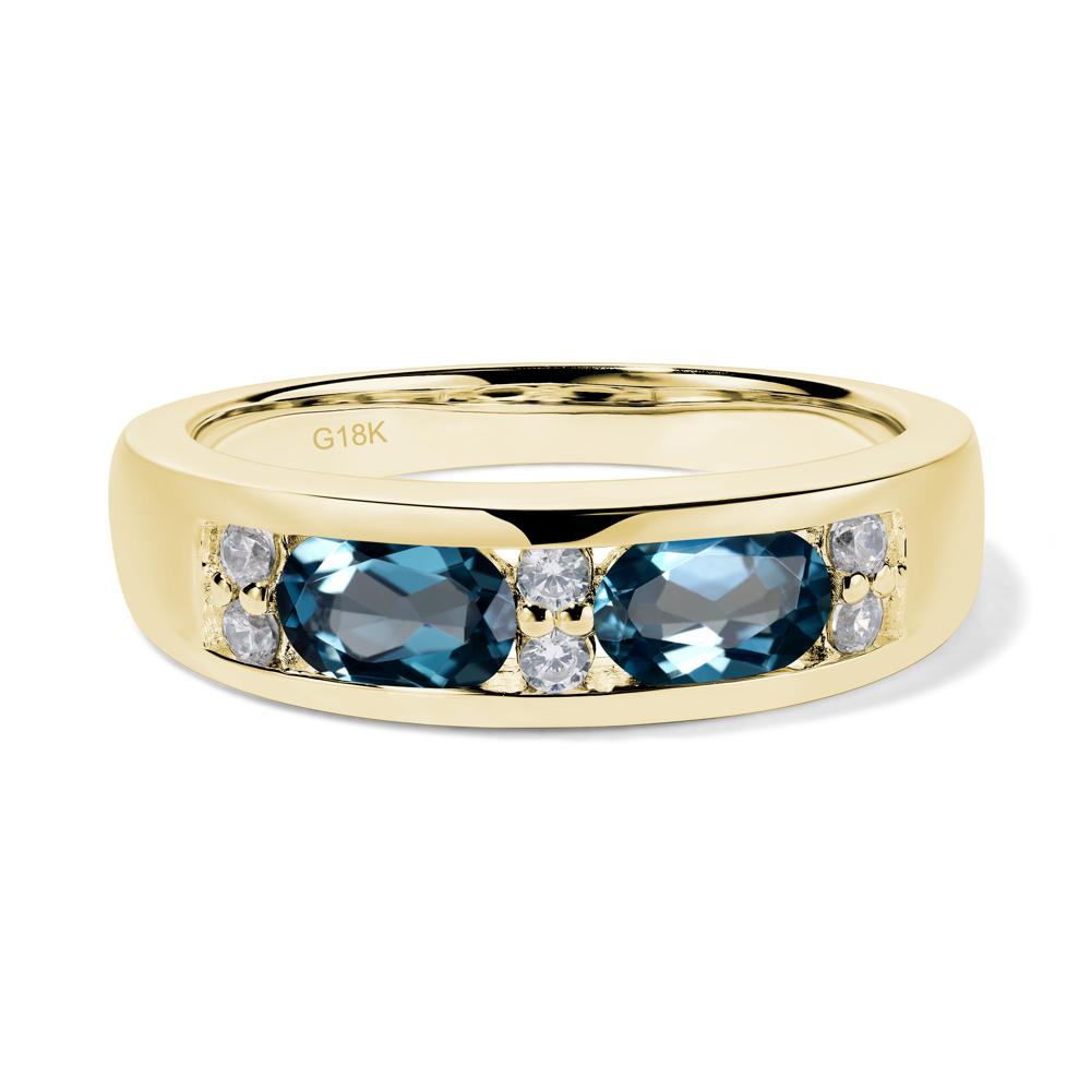 Oval Cut London Blue Topaz Toi Et Moi Wide Band Ring - LUO Jewelry #metal_18k yellow gold
