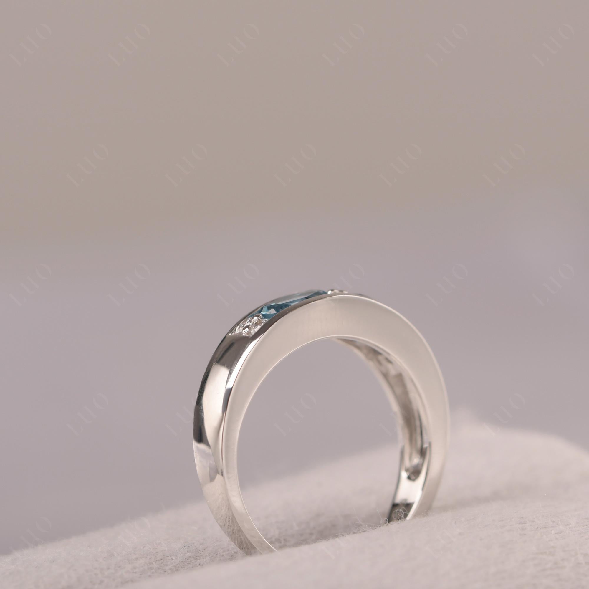 Oval Cut London Blue Topaz Toi Et Moi Wide Band Ring - LUO Jewelry