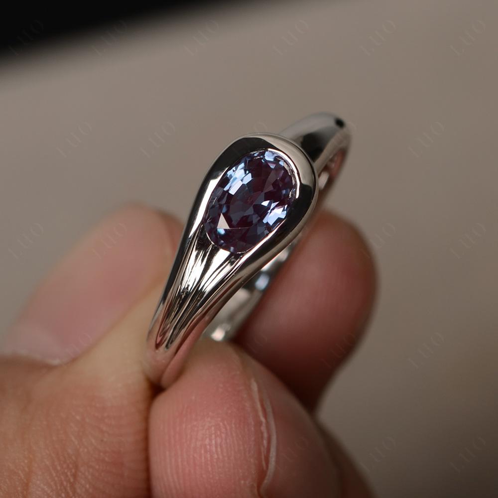 Alexandrite Simple Oval Engagement Ring - LUO Jewelry 
