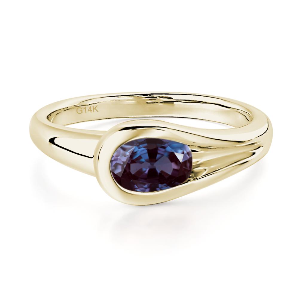 Alexandrite Simple Oval Engagement Ring - LUO Jewelry #metal_14k yellow gold
