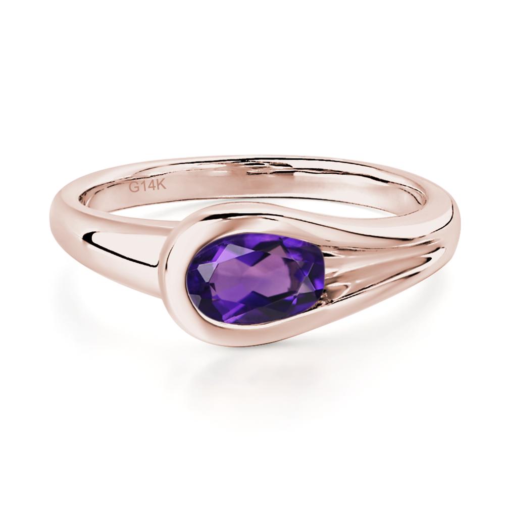 Amethyst Streamline Ring - LUO Jewelry #metal_14k rose gold